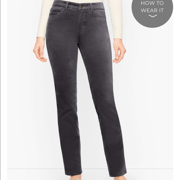 Talbots Grey Velvet Straight Leg Pants - Picture 2 of 8